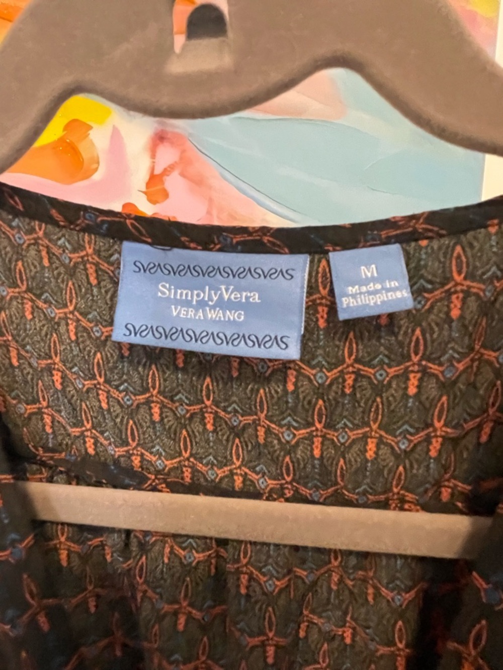 Simply Vera Vera Wang Brown Patterned Sleeveless Midi Dress Medium - Picture 5 of 7